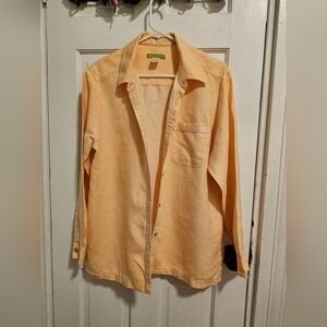 Sigrid Olsen Linen Light Orange Button Down Shirt